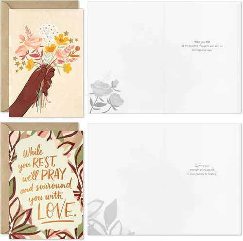 Vista 4 de Hallmark Surtido de tarjetas de caoba Thinking of You, Support, Get Well (16 tarjetas con sobres)