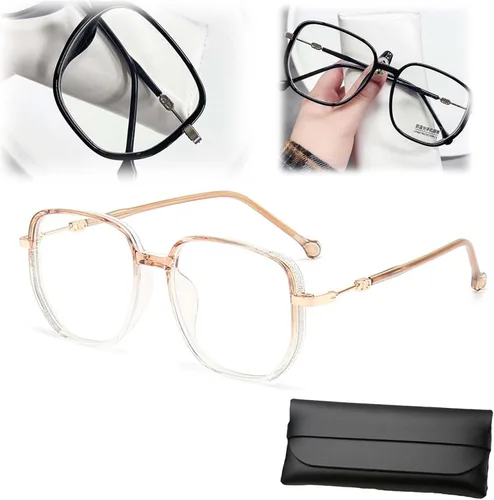 Vista 11 de Lentes de lectura portátiles a la moda para mujer, anti luz azul, cuadrados, con bloqueo de luz azul, portátiles ultraligeros (negro, 0)
