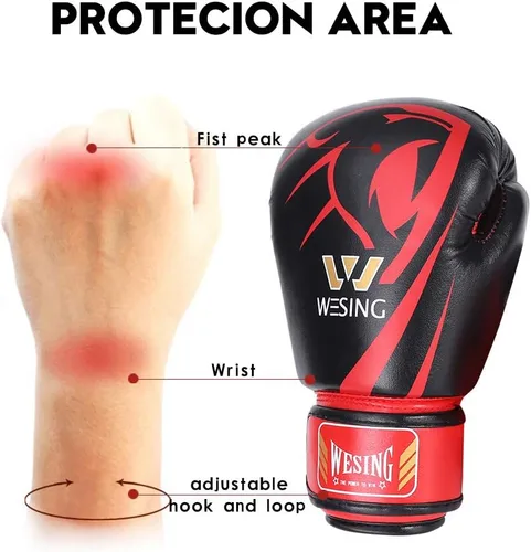 Vista 7 de Wesing - Guantes de boxeo profesionales para hombres y mujeres, guantes de boxeo para kickboxing, guantes de entrenamiento para adultos y niños