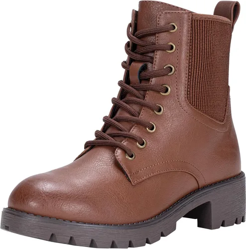 Vista 10 de Vepose Women's 916 Ankle Boots, Combat Lace up Short Booties with Inside Zipper