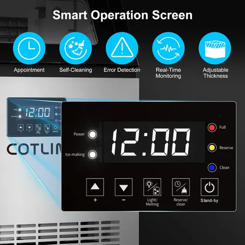 Vista 5 de COTLIN - Máquina comercial para hacer hielo de 200 libras en 24 horas, 60 cubitos por ciclo, con depósito de almacenamiento con aislamiento de más