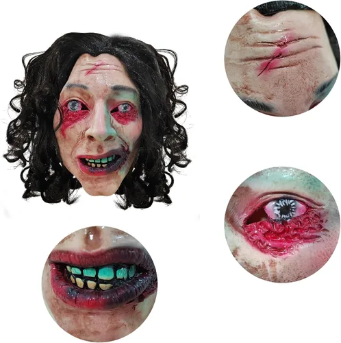 Vista 5 de Disfraz de película de miedo Evil Dead Rise 2023 para adultos, máscara de fantasma, máscara facial de Horri accesorio de cabeza completa, decoración