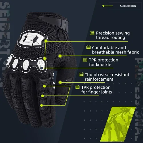 Vista 3 de Seibertron - Guantes unisex para bicicleta BMX MX ATV MTB, guantes para bicicleta de montaña, ciclismo, todoterreno/Dirt Bike, guantes de carretera