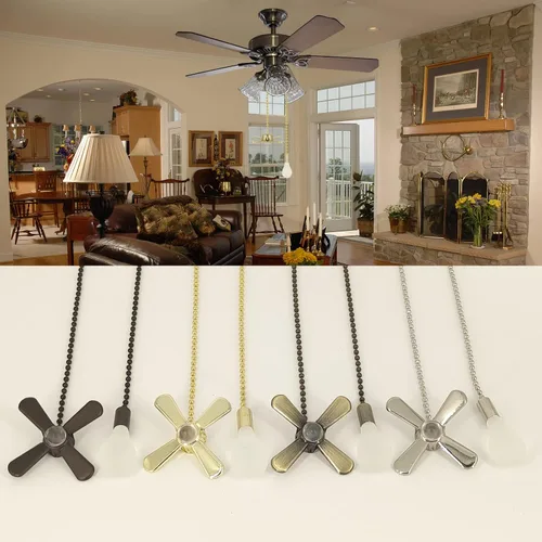 Vista 5 de Cadena de tracción de ventilador de techo de 12 pulgadas con bombilla decorativa esmerilada de 0.12 pulgadas y cadenas extensoras de cable