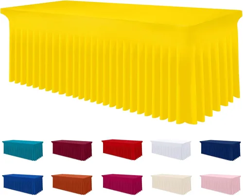Vista 69 de Smiry Mantel de Spandex, Mantel Elástico Ajustable Extensible para Mesas Rectangulares de 6 Pies, Falda Cubierta de Mesa Impermeable y Lavable