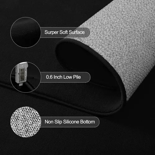 Vista 6 de Vasofe Alfombra de pasillo negra de 2 x 4 pulgadas, alfombra antideslizante de espuma viscoelástica gruesa para interiores, para guardería Negro