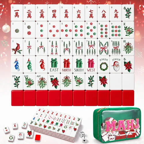 Vista 13 de Soulchen Red Green Plaid American Mahjong Tiles Accessory