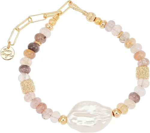 Vista 9 de SIXFOX Dainty Link Charm Bracelet For Women Trendy Pearl Beaded Bracelet With Natural Adjustable Statement Bracelet Jewelry Gifts for Bridesmaid