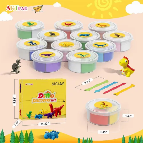 Vista 2 de ARTPAR Air Dry Clay Kit,Dinosaur Modeling Magic Clay,Kids DIY Crafts Gifts Kit de dinosaurio de arcilla