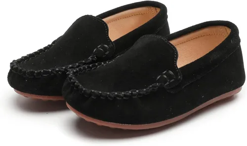 Vista 7 de DADAWEN Mocasines de piel de ante suave para niños y niñas pequeños, zapatos de vestir planos para barco, para boda, iglesia, zapatos Oxford