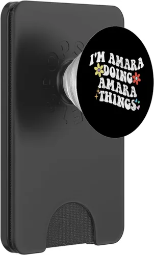 Vista 7 de Retro Groovy Im AMARA Doing AMARA Things Funny Día de la Madre PopSockets Adhesivo PopGrip