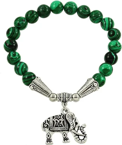 Vista 28 de Falari brazalete de piedras naturales de amuleto de elefante