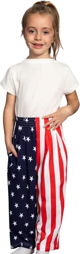 Vista 5 de Pantalones patrióticos de estrellas y rayas para niños, diseño de bandera de Estados Unidos, disfraz de Halloween para niños, cosplay