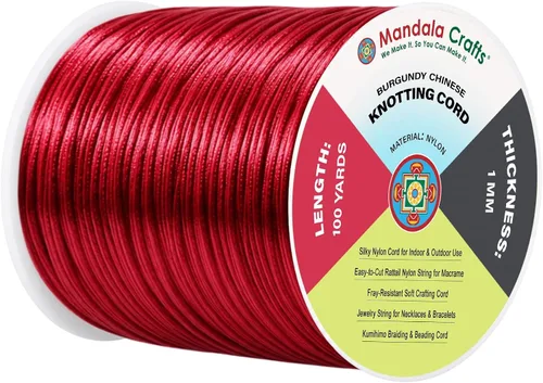 Vista 112 de Mandala Crafts Cordón de satén de cola de rattail de 0.02 in para nudos