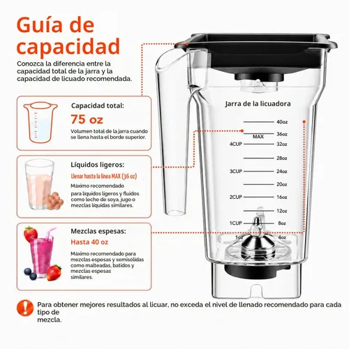 Vista 3 de Tarro de repuesto de 75 onzas compatible con licuadora Blendtec, jarra de contenedor que se adapta a todos los modelos de consumo y comerciales