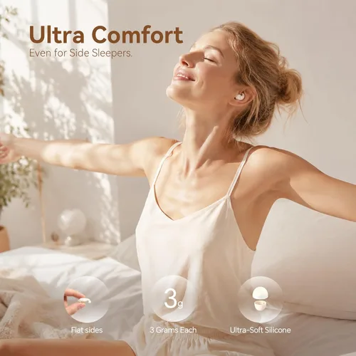 Vista 3 de Xmenha Auriculares invisibles planos y discretos para dormir, inalámbricos, Bluetooth, no visibles, para dormir de lado, discretos, pequeños Beige