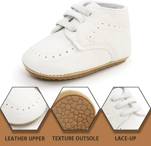 Vista 2 de Casazoe Zapatos Oxford para bebés y niñas, de piel sintética, mocasines de boda, zapatos de vestir para bautizo, primeros pasos para caminar