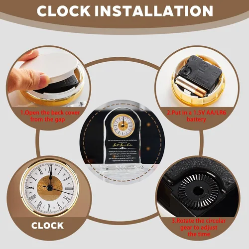 Vista 6 de Reloj de Cristal Significativo para Jubilación, Regalos para Mujeres y Hombres, Mejor Jefe de Todos, Feliz Reloj de Jubilación Placa de Regalo