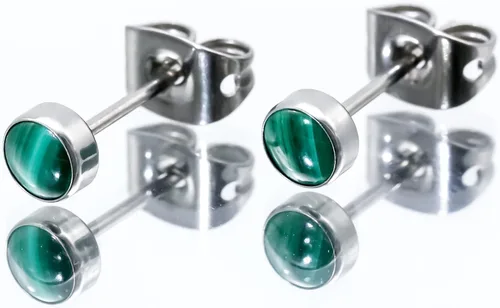 Vista 6 de Titanium Stud Earrings for Women Girls Earrings 4mm Natural Stone Gemstones Hypoallergenic Earrings Nickel Free Black Onyx Earrings for Women