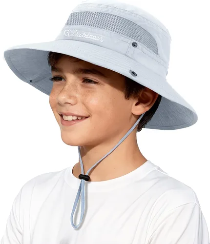 Vista 20 de Sombrero de sol para niños con protección solar UPF 50+, sombrero de pescador para niños y niñas, ala ancha, verano, playa, pesca, safari, sombrero