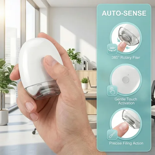 Vista 5 de Molinillo automático de uñas 3 en 1 y cortaúñas, con luz LED y 3 velocidades para recortar silenciosamente 360°, cuidado de uñas suave e indoloro