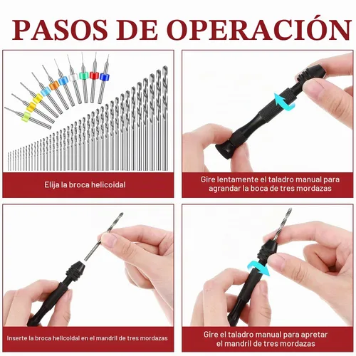Vista 4 de Vinsot Juego de 95 brocas micro con taladro de mano, color negro