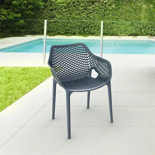 Vista 2 de Compamia Air XL - Silla de comedor para patio al aire libre, color gris oscuro (juego de 2)