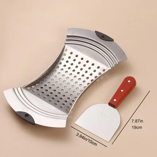 Vista 6 de Spaetzle Maker de acero inoxidable con mango de agarre, colador de pasta, cuchara espumadora, colador de pasta, herramienta tradicional de bola