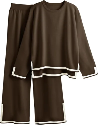 Vista 20 de Tanming - Conjunto de 2 piezas para mujer, suéter de descanso Albaricoque