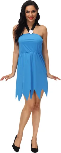 Vista 3 de AOBUTE Disfraz de Halloween para pareja adulta para hombre, túnica de gamuza, vestido halter para mujer