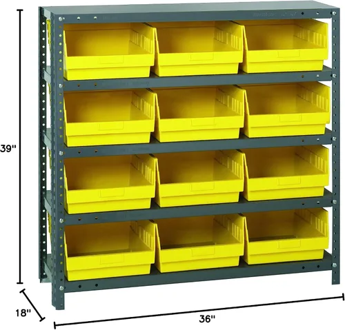 Vista 174 de Quantum QSBU-245BK Heavy Duty Shelving Unit with (7) Shelves and (24) QUS245 Black Bins for Garage Warehouse Storage Distribution 400 lb Load