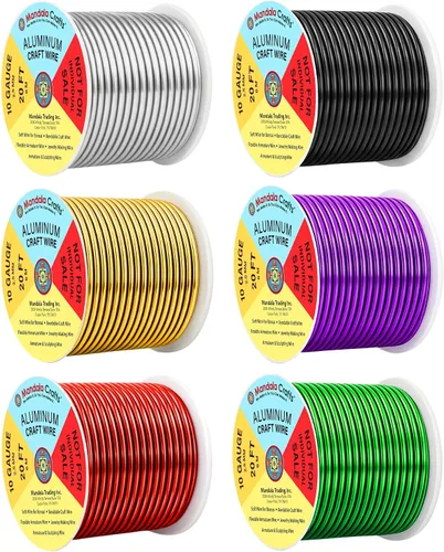 Vista 394 de Mandala Crafts - Alambre de aluminio anodizado de calibre 22 para hacer joyas - 137.2 m de alambre flexible surtido y coloreado - Doble para bonsái