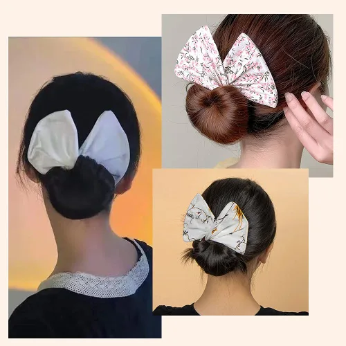 Vista 7 de 3 pinzas para el cabello de alambre para peinados rápidos de moño y moño, bandas grandes de tela, bandas para el pelo de dona, moños para mujeres