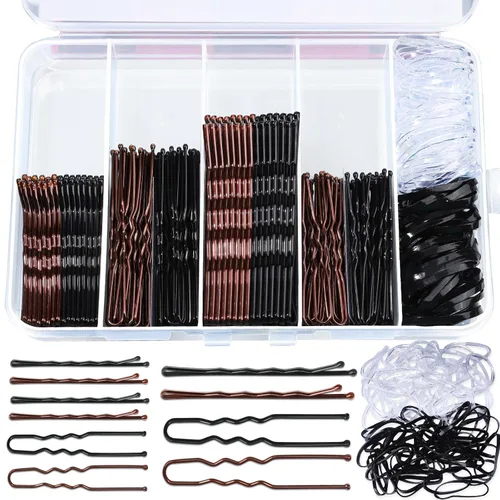 Vista 10 de Teenitor 300 horquillas para el cabello, color negro, 100 alfileres negros de 2 pulgadas, 2.75 pulgadas, 100 horquillas para el cabello para mujeres