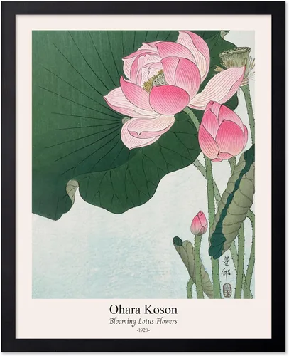 Vista 68 de Poster Master Vintage Ohara Koson Poster - Retro Blooming Lotus Flowers Print - Japanese Art - Flower Illustration - Aesthetic Design - Floral