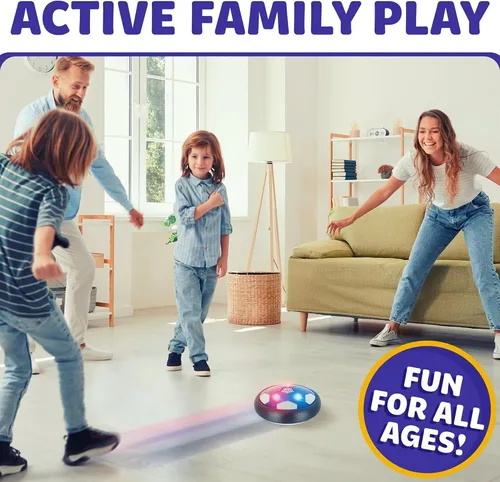 Vista 5 de Pelota de Fútbol Hover - Pelota de Fútbol Interior, Juegos de Juguete Volador Interior (2 Discos Flotantes + 2 Porterías) Regalos de Cumpleaños