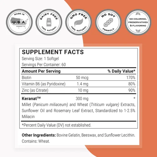 Vista 4 de Supersmart - Keranat (Fórmula Avanzada con Biotina) - Suplemento capilar para volumen y crecimiento - Vitaminas para la pérdida del cabello Sin