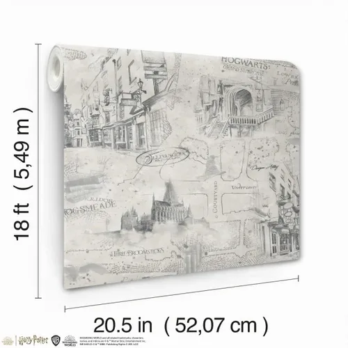 Vista 3 de RoomMates RMK12354PL - Papel tapiz adhesivo con mapa de Harry Potter, color topo