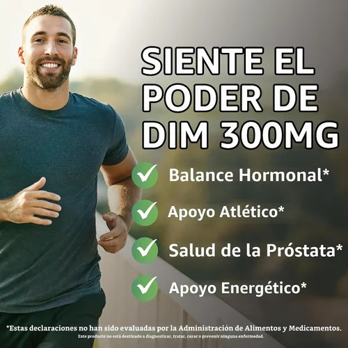 Vista 2 de Suplemento DIM para hombres 300 mg, bloqueador de estrógeno e inhibidor