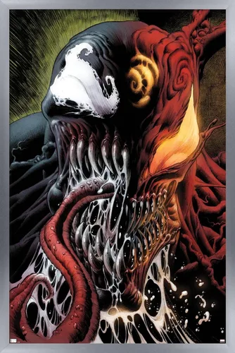 Vista 10 de Trends International Marvel Comics - Carnage - Póster de pared con veneno dividido en la cara, 14.725 x 22.375 pulgadas, versión enmarcada de madera