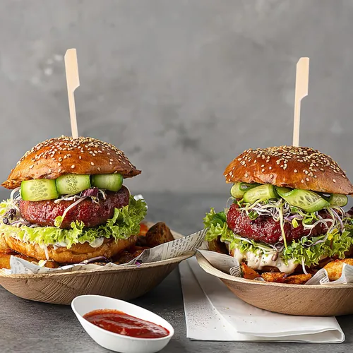Vista 6 de HAKSEN 400 pinchos de bambú para aperitivos, púas de cóctel para bebidas, brochetas de madera de 4.7 pulgadas para sándwich, frutas, kabs