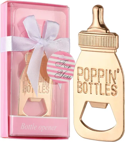 Vista 15 de 24 abrebotellas, recuerdo de baby shower para invitados, abrebiberones de oro rosa, regalos de boda, regalos de baby shower, regalos para invitados