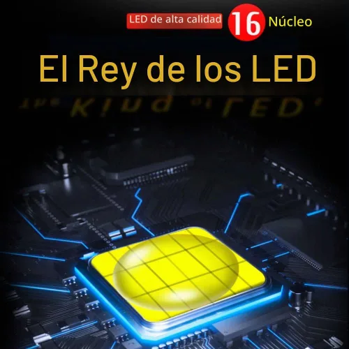 Vista 3 de Linterna frontal LED de caza, súper brillante, 12 V, 16 núcleos, recargable, con batería potente, perfecta para caza, exploración, camping, pesca