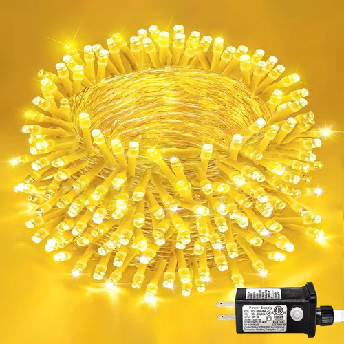 Vista 29 de Guirnalda de 120 luces LED rojas impermeables para exteriores, luces de Navidad rojas de 40 pies, 8 modos, cable transparente, guirnalda de luces