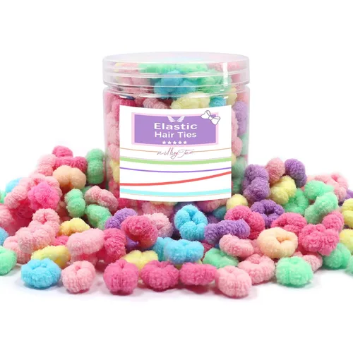Vista 17 de 120 gomas elásticas para bebés, gomas para el pelo de algodón para niñas y niños, pequeñas bandas elásticas sin costuras para coletas, multicolor