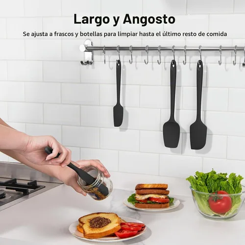 Vista 9 de Juego de espátulas de silicona U-Taste con resistencia al calor de 600 grados Fahrenheit (Negro)