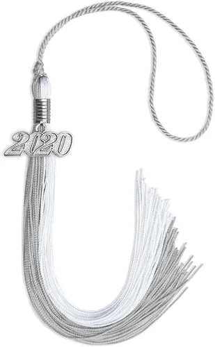 Vista 109 de Endea Graduation Borla de doble color con gota de fecha plateada (negro/oro antiguo, 2025)