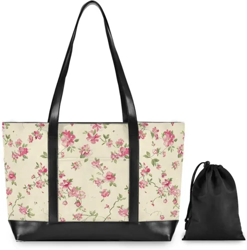 Vista 2 de KLL Flowers classy bag with laptop with zipper totes Large Handbag for nurse work with maletin ejecutivo para mujer
