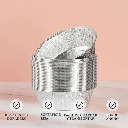Vista 4 de PLASTICPRO Sartenes redondos de aluminio desechables de aluminio de 6.5 pulgadas, aptos para congelador y horno, para hornear, cocinar, almacenar