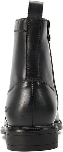 Vista 4 de Botas de vestir Chelsea para hombre, botas altas o medias, sin cordones, para negocios, de cuero genuino, para trabajo, uso diario, zapatos casuales